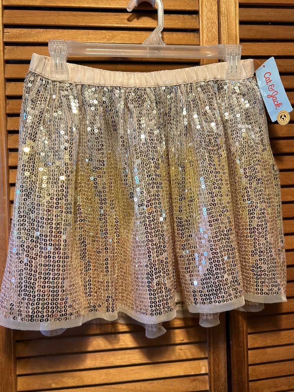 Cat & Jack Gold and Cream Sequins Skater Skirt